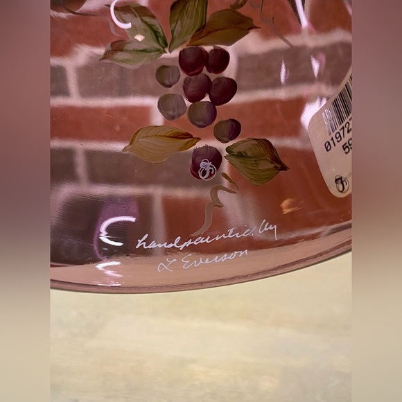 Fenton Fairy Light Very Rare Purple Ruffle Hand Painted Vine & Grapes Signed New - Picture 11 of 13